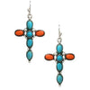Rosemarie's Religious Gifts Women's Colorful Natural Stone South Western Style Statement Christian Cross Dangle Earrings, 2"