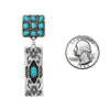 Vintage Western Style Decorative Burnished Silver Tone Bar With Natural Turquoise Natural Howlite Stone Dangle Post Back Earrings, 2.25