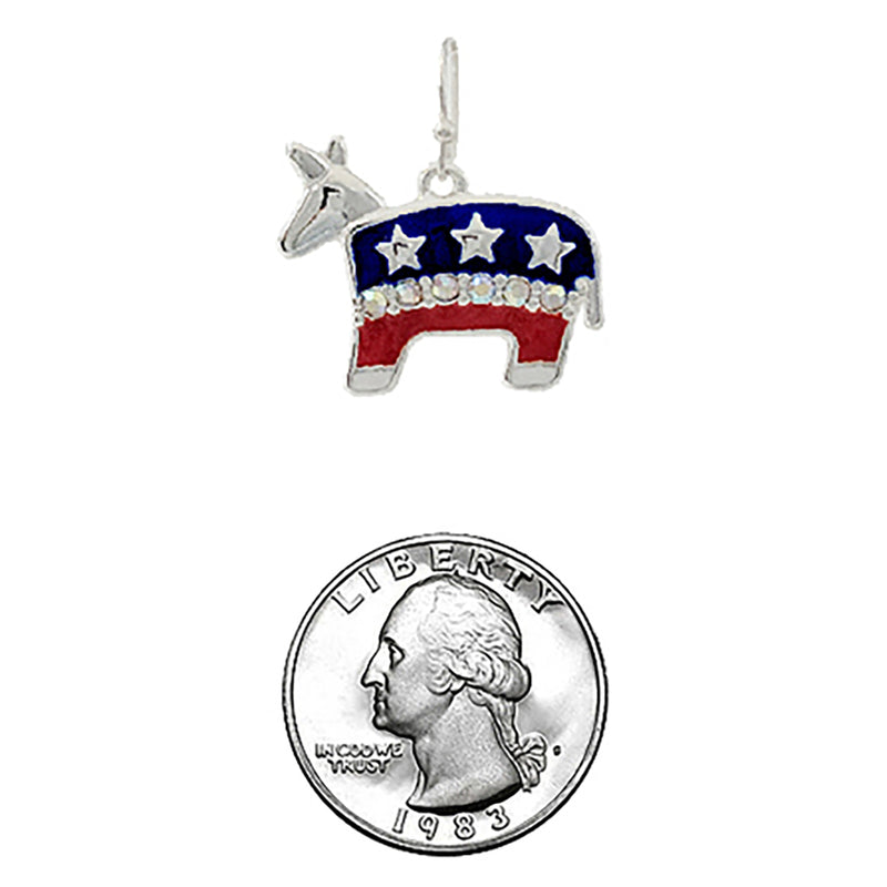 Patriotic USA Political Party American Red White And Blue Flag Dangle Earrings (2 Donkey Democrat, 1.2")