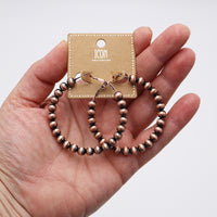 Colorful Western Inspired Bohemian Seed Bead Hoop Earrings (Burnished Copper, 2.25)