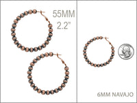 Colorful Western Inspired Bohemian Seed Bead Hoop Earrings (Burnished Copper, 2.25)