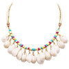 Women's Mermaid Chic Natural Cowrie Seashell And Colorful Seed Bead Strand Necklace, 16"+3" Extender