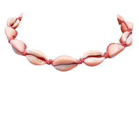 Corded Natural Cowrie Seashell Choker Necklace, 14"+2" Extension