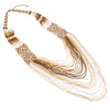 Women's Extra Long Stunning Multi-Strand Seed Bead Statement Bohemian Necklace, 27"+3" Extender (Ivory Tan Multicolor)