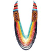 Extra Long Stunning Multi-Strand Seed Bead Statement Bohemian Necklace, 27"+3" Extender (Bold Rainbow Multicolored)