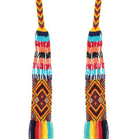 Extra Long Stunning Multi-Strand Seed Bead Statement Bohemian Necklace, 27"+3" Extender (Bold Rainbow Multicolored)