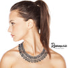 Rosemarie & Jubalee Women's Elegant Black Hand Beaded Crystal Collar Holiday Party Necklace, 18"+3" Extender