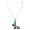 Textured Burnished Silver Tone and Colorful Enamel Charm Whimsical Pendant Necklace, 18"-21" with 3" Extender (Multicolored Butterfly)