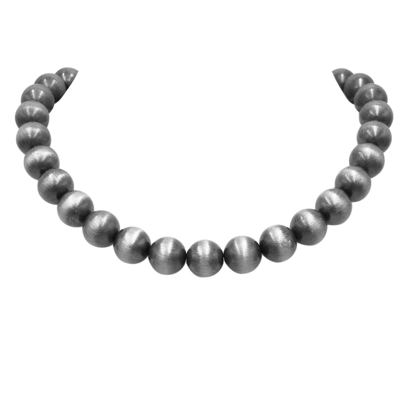 Stunning Metallic Pearl Bead Strand Necklace, 16"+3" Extender (14mm, Metallic Silver)