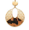 Women's Stunning Matte Gold Tone Honeycomb Cutout And Leopard Spots Cork Disk Jewelry, 18"+2" Extender