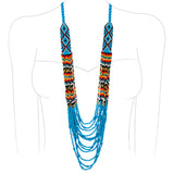 Colorful Peyote Stitch Style Multi-Strand Seed Bead Statement Long Bohemian Necklace, 30