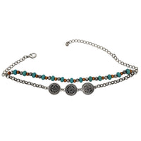 Cowgirl Chic Statement Western Double Strand Charm And Bead Choker Necklace, 12"+ 3" Extension