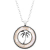 Silver Tone Whimsical Natural Shell Tropical Beach Themed Pendant Necklace, 18"+3" Extender (Palm Tree, Mother Of Pearl)