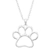 Lucky Silver Tone Paw Print Outline Pendant Necklace, 18"+ 3" Extender