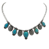 Western Chic Petite Natural Teardrop Turquoise Howlite And Conchos Strand Collar Necklace, 16"+3" Extension