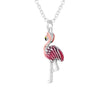 Women's Whimsical Pink Flamingo Enamel On Silver Tone 3D Pendant Necklace, 18"+3" Extender