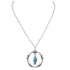 Women's Western Style Lightning Bolt With Colorful Turquoise Blue Semi Precious Natural Howlite Stone Circle Pendant Necklace, 18"+3" Extender