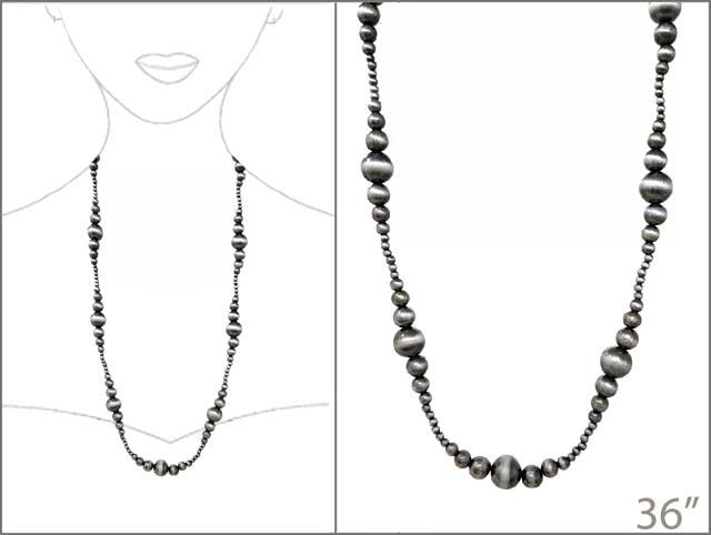Women's Long Graduating Navajo Pearl Bead Western Strand Necklace, 36"-39