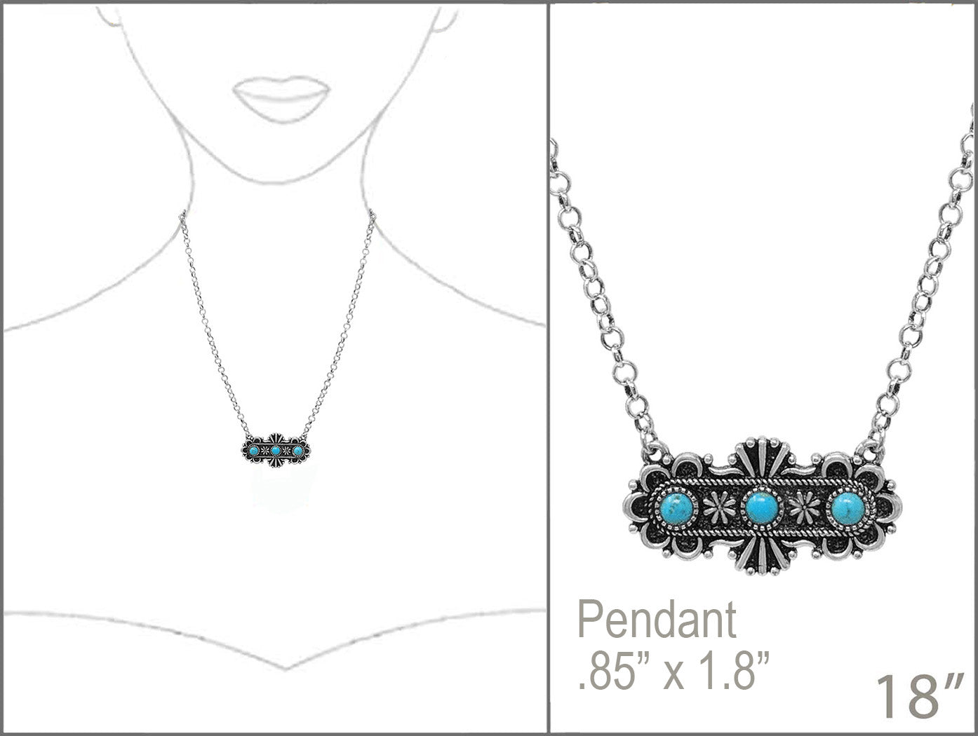 Cowgirl Chic Western Semi Precious Howlite Stone Bar Jewelry (Turquoise Color Decorative Style)