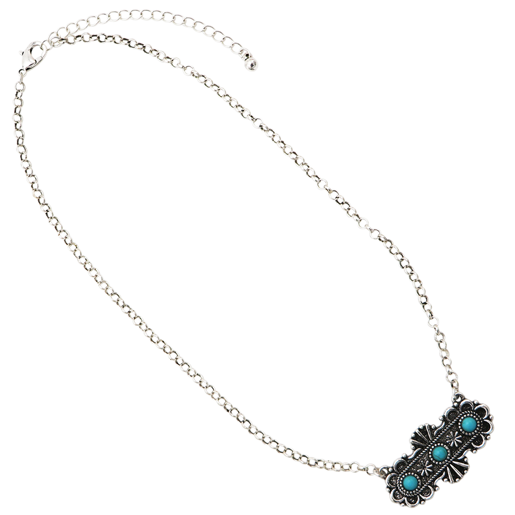 Cowgirl Chic Western Semi Precious Howlite Stone Bar Jewelry (Turquoise Color Decorative Style)