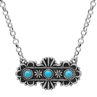 Cowgirl Chic Western Semi Precious Howlite Stone Bar Jewelry (Turquoise Color Decorative Style)