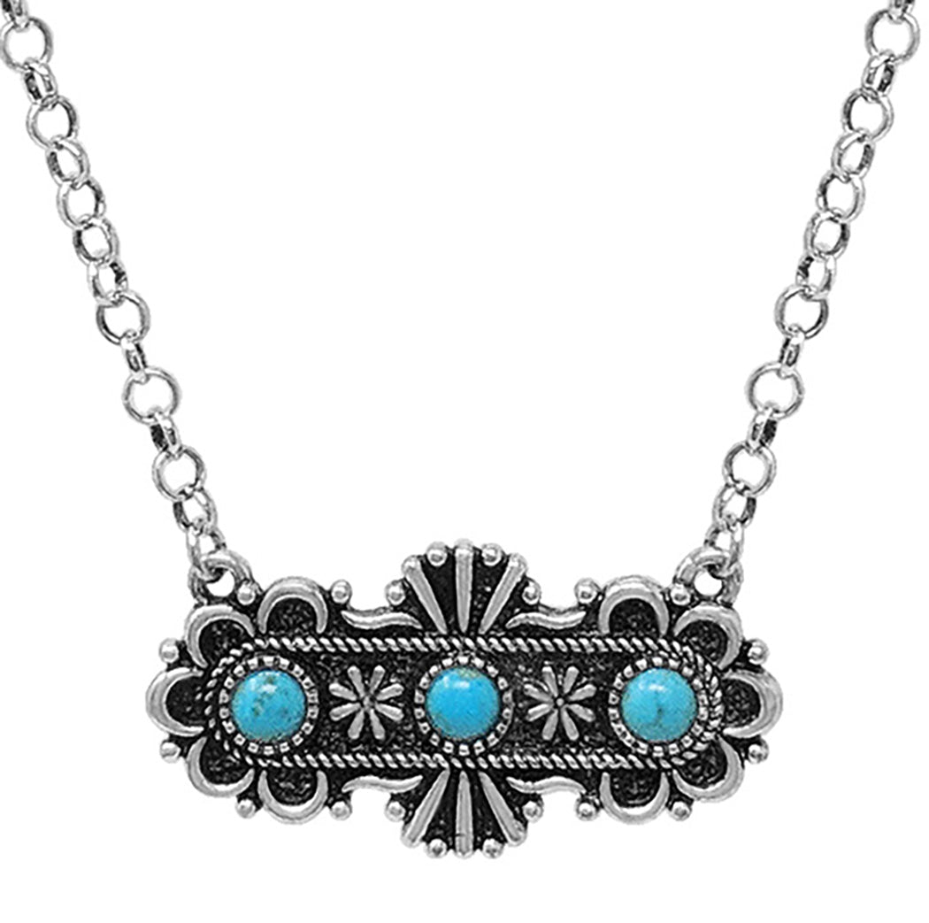 Cowgirl Chic Western Semi Precious Howlite Stone Bar Jewelry (Turquoise Color Decorative Style)