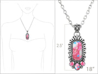 Western Howlite Bar Pendant Necklace, Burnished Silver, 18+3 Inch (Pink Multi)