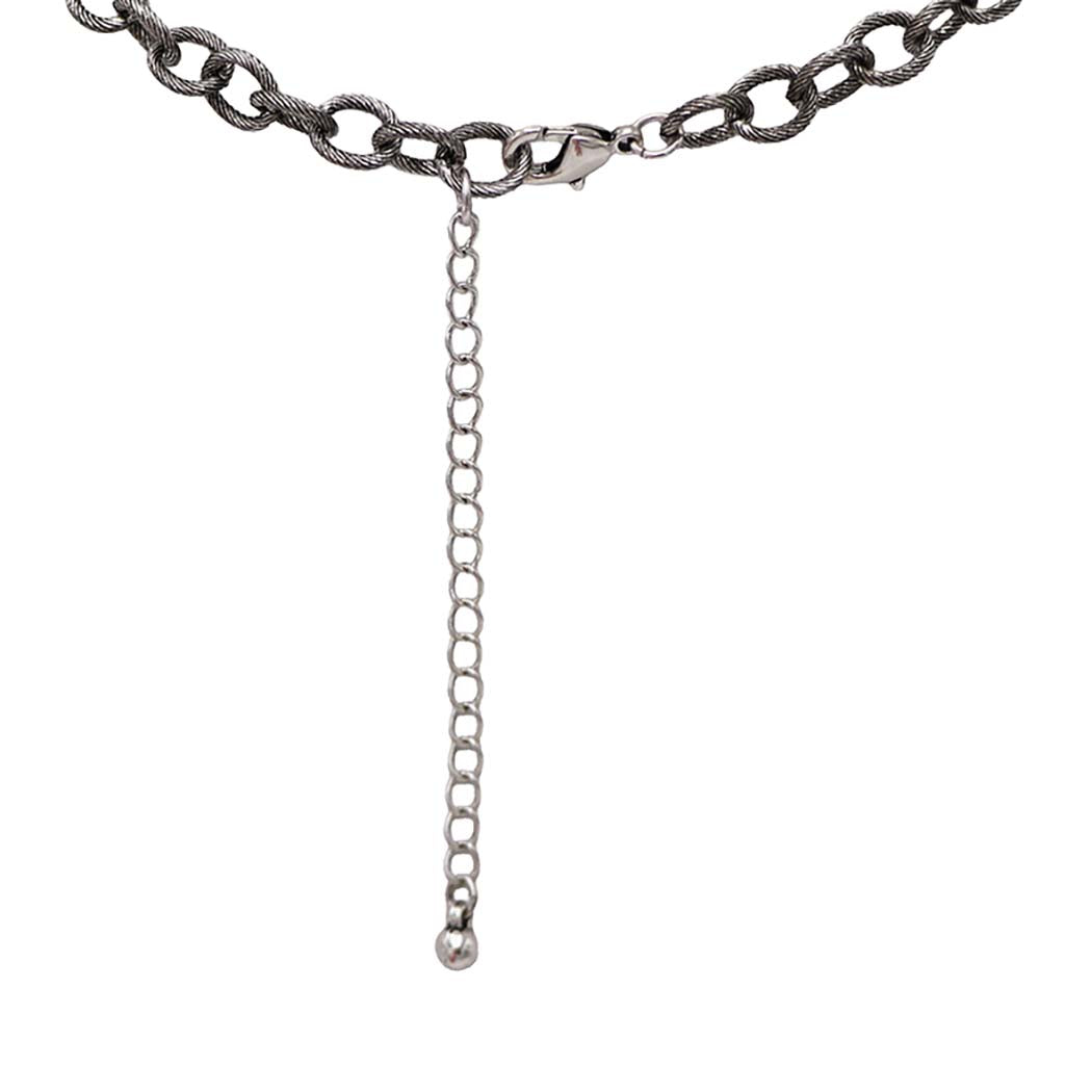 Western Hummingbird Medallion Pendant Necklace with Teardrop AB Crystals, Silver, 22+3