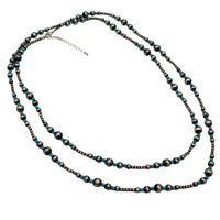 Extra Long Navajo Pearl And Turquoise Howlite Bead Statement Western Layering Strand Necklace, 60-63"