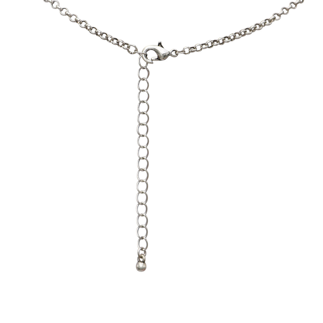 Burnished Silver Bar Necklace with Turquoise and Gold Pendant