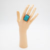Statement Size Western Chic Rectangular Semi Precious Turquoise Howlite Stone Stretch Cocktail Ring