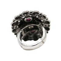 Western Statement Ring, Vintage Style Adjustable Stretch Rings Size 7.5-9 (Pink Concho 1.5")