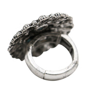 Western Statement Ring, Vintage Style Adjustable Stretch Rings Size 7.5-9 (Blue Concho 1.5")