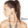 Statement Western Howlite Squash Blossom Necklace Earrings Set, 27"-30" with 3" Extension (Multicolored)