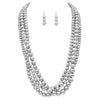 Set Of 3 Separate Polished Silver Tone Beaded Strand Necklaces And Drop Earrings, 30"+3" Extender