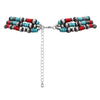 Cowgirl Chic Statement Burnished Silver Tone Rectangular Pendant On Multi Strand Western Style Metallic Pearl With Howlite Beads Necklace Earrings Set, 20"+3" Extender
