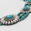 Cowgirl Chic Natural Howlite Stone Center Concho Western Jewelry Gift Set (5 Conchos Turquoise 3 Row Beads Necklace Earrings Set, 18"+3" Extender)