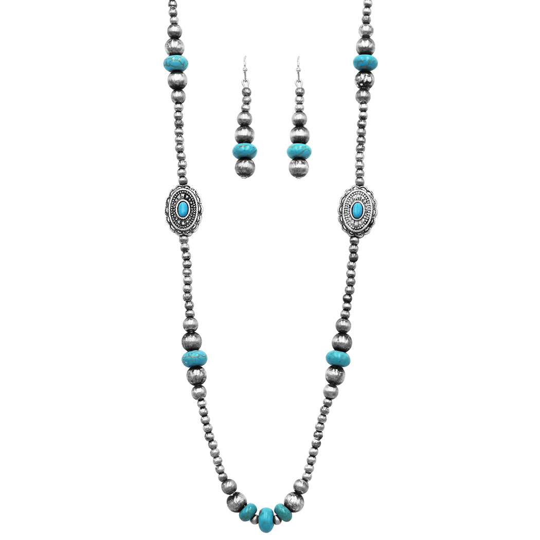 Chaco Canyon Kingman Turquoise Necklace and Earring Set - 21789830 | HSN