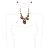 Unique Wild Animal Leopard Tiger Giraffe Print Statement Corded Necklace Earring Set, 20"+3" Extender