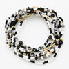 Chic Set Of 7 Stacking Black And White Beaded Stretch Bracelets, 2.25"