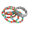 Cowgirl Fun Set Of 5 Western Burnished Silver Tone Howlite Stone Stackable Stretch Bracelets, 6.5" (Conchos And Multicolored Beads)