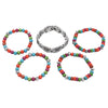 Cowgirl Fun Set Of 5 Western Burnished Silver Tone Howlite Stone Stackable Stretch Bracelets, 6.5" (Conchos And Multicolored Beads)