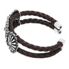 Cowgirl Chic Western Style Burnished Silver Tone Conchos On Open Cuff Bracelet, 7" (Braided Vegan Leather Band)