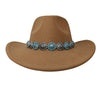 Women's Cowgirl Chic Western Hat Band Silver Tone Concho Natural Stone Vegan Leather Band (10 Charms Turquoise Howlite, 27" Back Buckle)