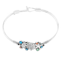 Whimsical Sea Creatures Polished Silver Tone Hook Clasp Bracelet, 7"
