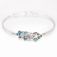 Whimsical Sea Creatures Polished Silver Tone Hook Clasp Bracelet, 7"