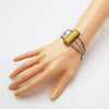 Western Style Semi Precious Howlite Stone Open Cuff Bracelet (Rectangular Yellow Howlite Stone)