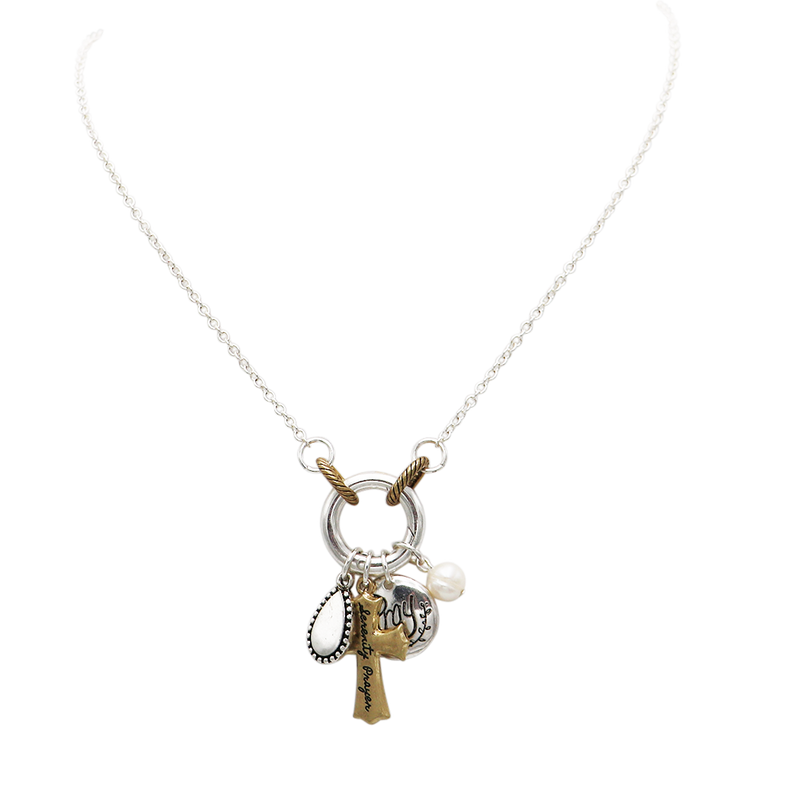 Rosemarie's Religious Gifts Women's Inspirational Changeable Christian Charms Pendant Necklace, 18"+3" Extender (John 3:16)