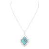 Women's Chic Western Style Hammered Silver Tone Quatrefoil With Natural Turquoise Howlite Stone (Pendant Necklace, 18"+ 3" Extender)