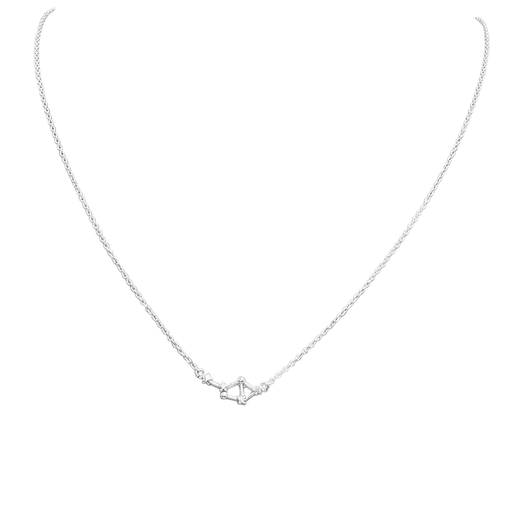 Dainty Sterling Silver Cable Chain With Zodiac Constellation Celestial Stars Astrology Pendant Necklace Gift Set, 16"+2" Extender (Libra Sept.24-Oct.22)